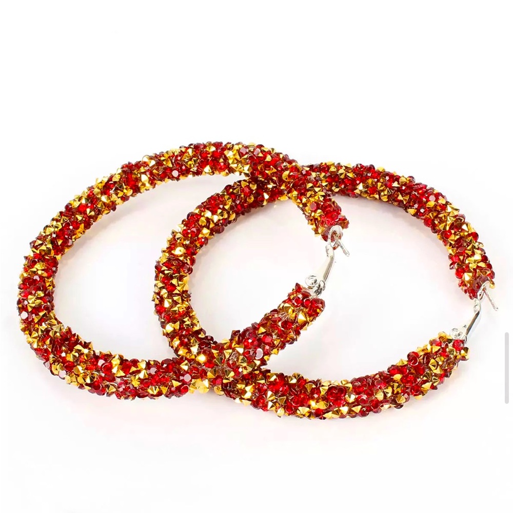 Hoop earrings shimmer red